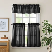 CURTIANWORKS Eldridge Waffle 3-pc. Rod Pocket Kitchen Curtains & Drapes Window Set