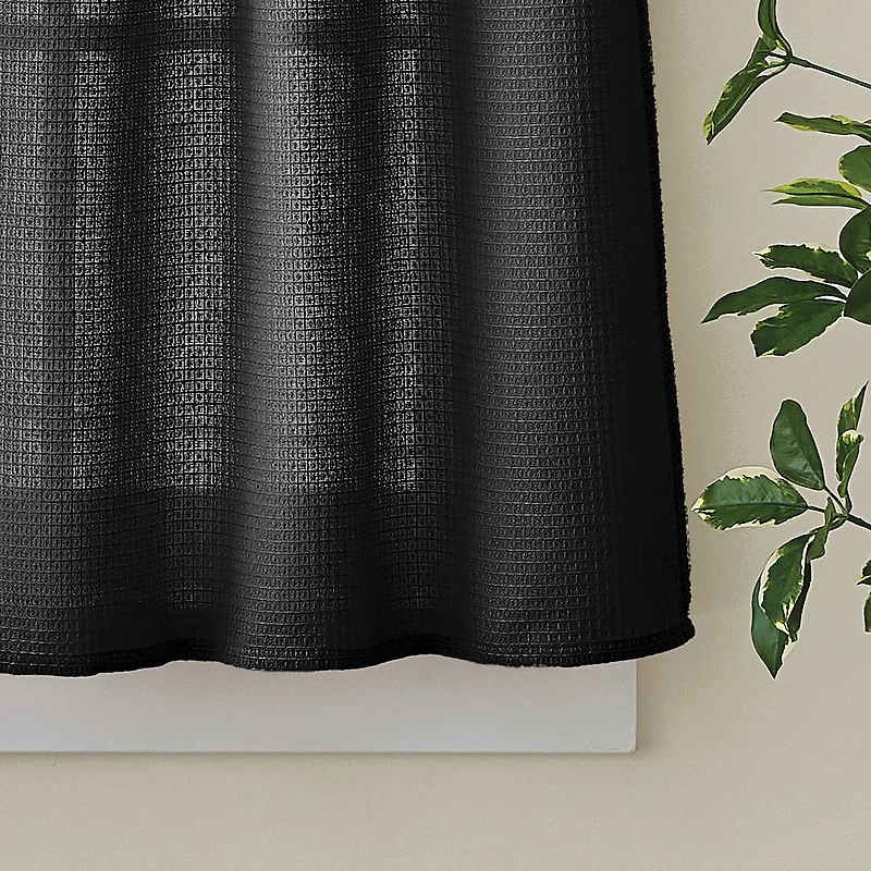 CURTIANWORKS Eldridge Waffle 3-pc. Rod Pocket Kitchen Curtains & Drapes Window Set