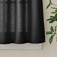 CURTIANWORKS Eldridge Waffle 3-pc. Rod Pocket Kitchen Curtains & Drapes Window Set