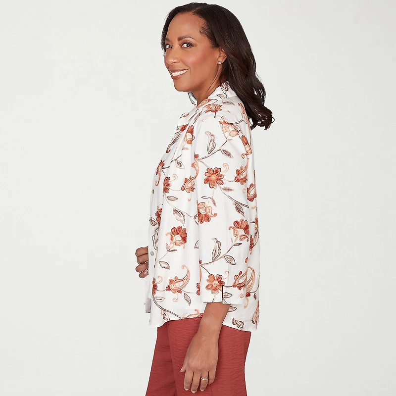 Alfred Dunner Spice Market Womens 3/4 Sleeve Layered Top