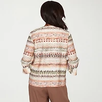 Alfred Dunner Spice Market Womens V Neck 3/4 Sleeve Blouse