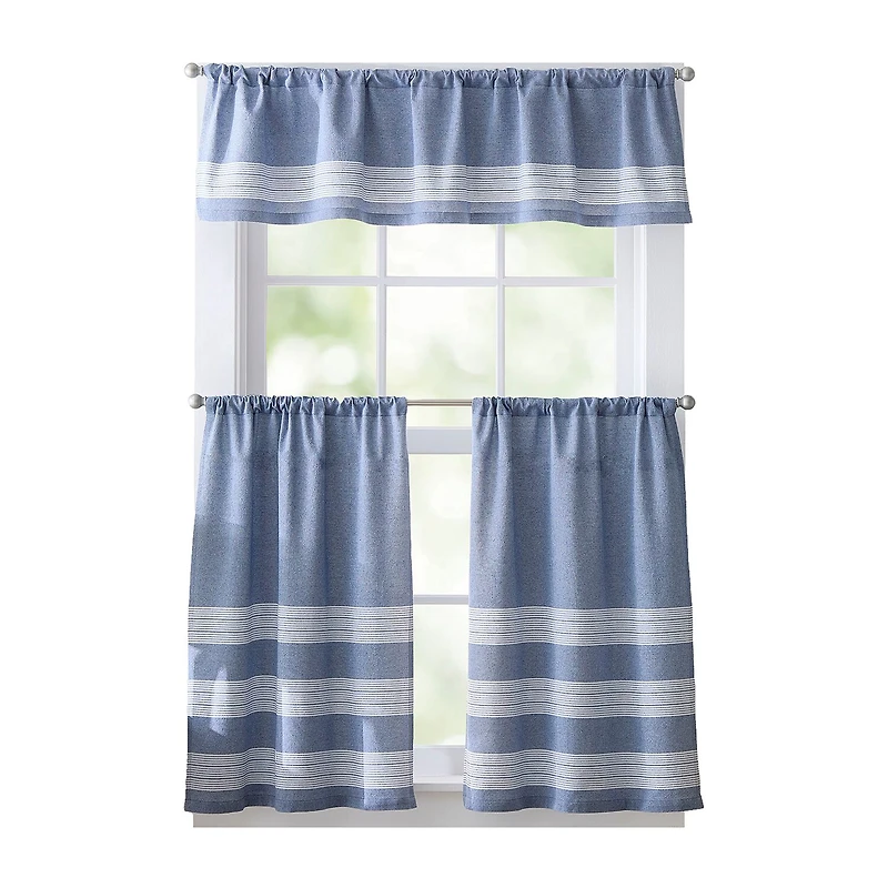 CURTIANWORKS Denim Yarn Dye Rod Pocket Tailored Valance