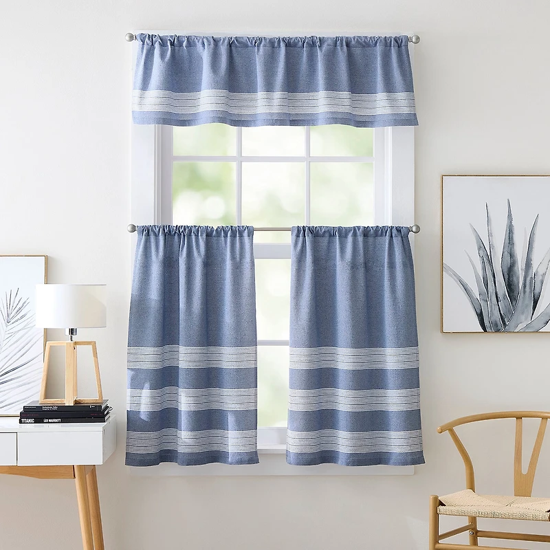 CURTIANWORKS Denim Yarn Dye Rod Pocket Tailored Valance