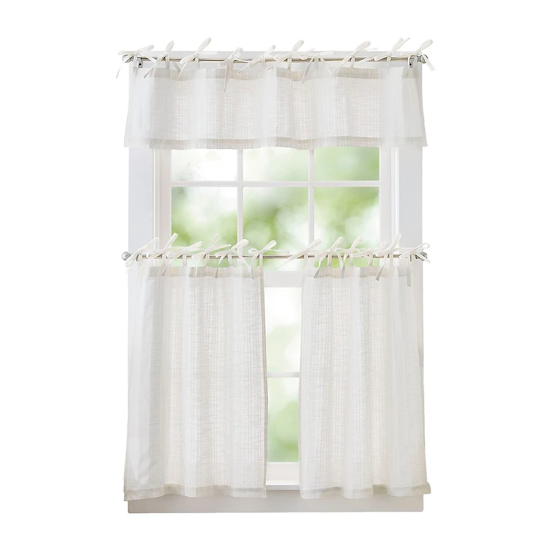 CURTIANWORKS Tie Tab Woven Stripe 2-pc. Rod Pocket Window Tier