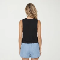 VOLCOM Womens Juniors Crew Neck Sleeveless Loose Fit Graphic T-Shirt