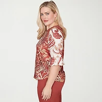 Alfred Dunner Spice Market Womens Crew Neck Elbow Sleeve T-Shirt