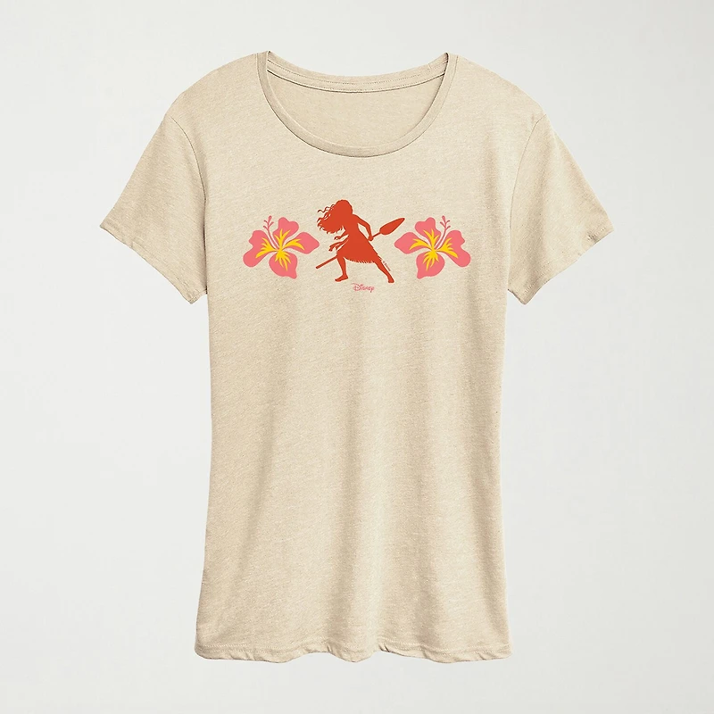 Montanui Floral Womens Crew Neck Short Sleeve Regular Fit Moana Graphic T-Shirt