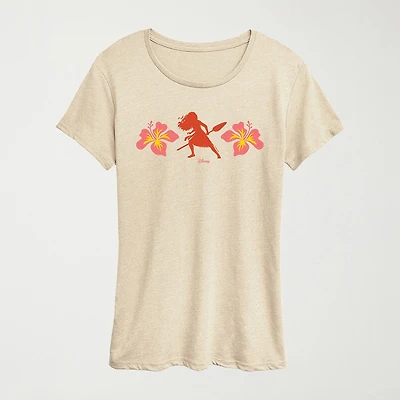 Montanui Floral Womens Crew Neck Short Sleeve Regular Fit Moana Graphic T-Shirt