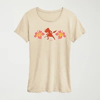 Montanui Floral Womens Crew Neck Short Sleeve Regular Fit Moana Graphic T-Shirt