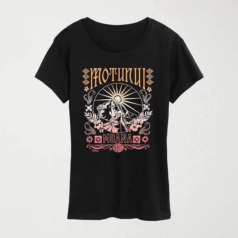 Motunui Groovy Womens Crew Neck Short Sleeve Regular Fit Moana Graphic T-Shirt