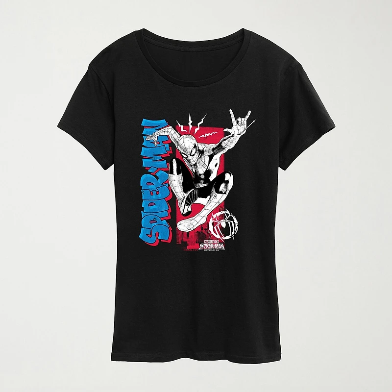 Brand New Day Spidey Senses Womens Crew Neck Short Sleeve Regular Fit Spiderman Graphic T-Shirt