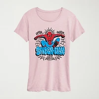 Brand New Day Peter Parker Womens Crew Neck Short Sleeve Regular Fit Spiderman Graphic T-Shirt