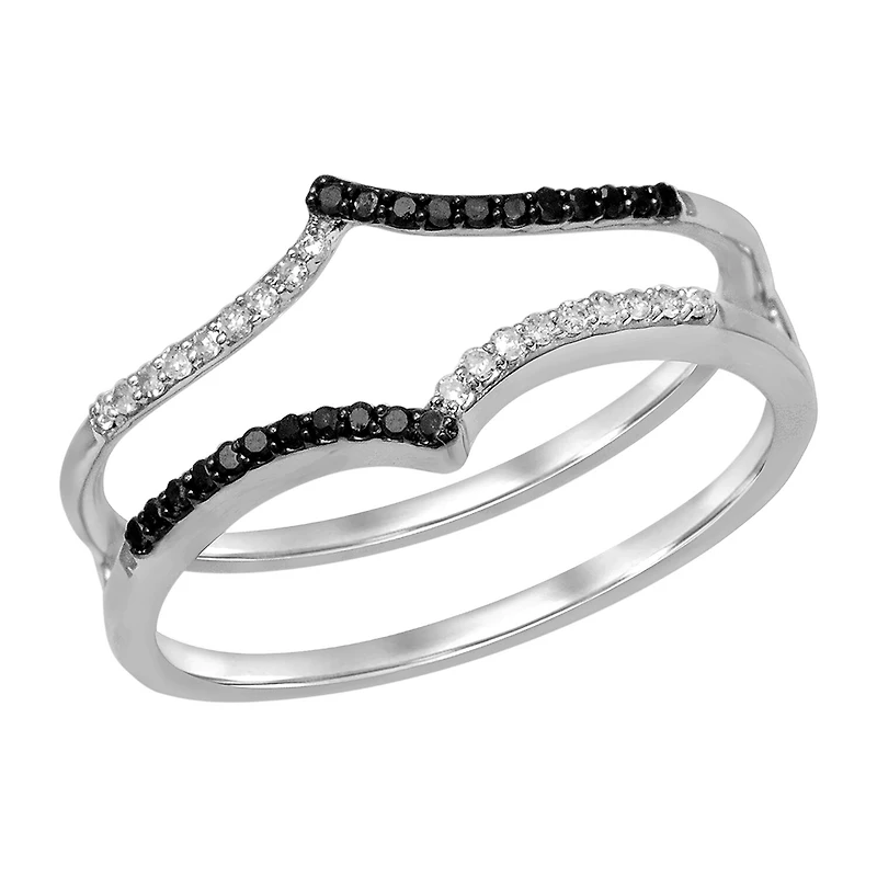 Midnight Black Womens 1/7 CT. T.W. Natural Diamond 14K Gold Wedding Ring Guard