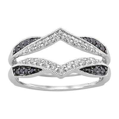 Midnight Black Womens 1/3 CT. T.W. Natural Diamond 14K Gold Ring Guard