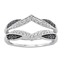 Midnight Black Womens 1/3 CT. T.W. Natural Diamond 14K Gold Ring Guard