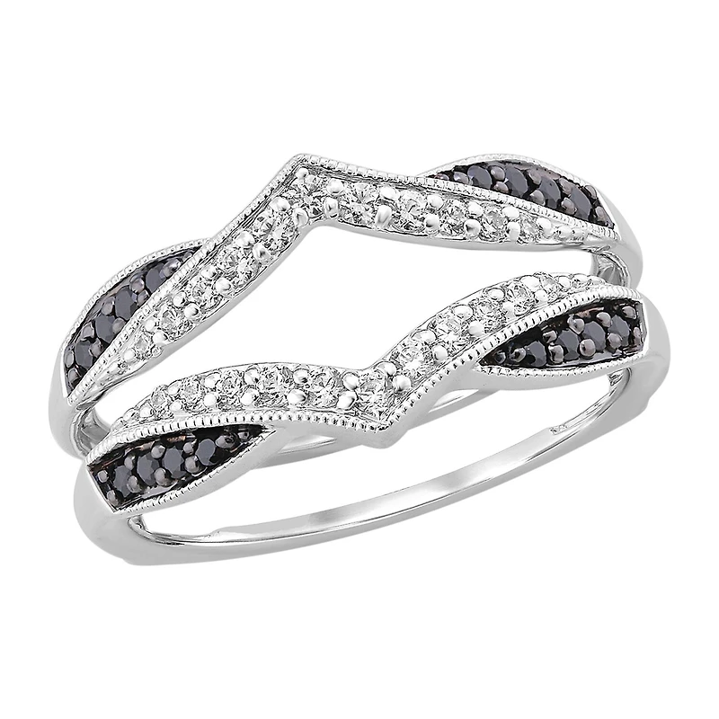 Midnight Black Womens 1/3 CT. T.W. Natural Diamond 14K Gold Ring Guard