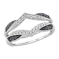 Midnight Black Womens 1/3 CT. T.W. Natural Diamond 14K Gold Ring Guard