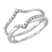 Womens 1/5 CT. Natural White Diamond 14K Gold Wedding Ring Guard