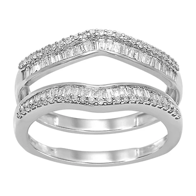 Womens 1/ CT. T.W. Natural White Diamond 14K Gold Wedding Ring Guard