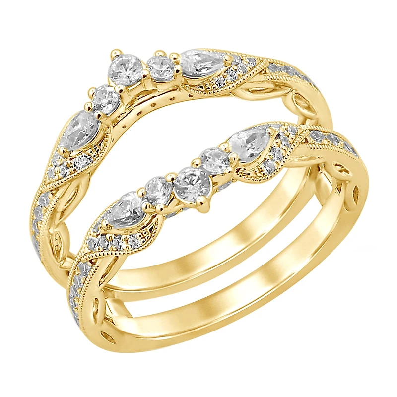 Womens 3/4 CT. T.W. Natural White Diamond 14K Gold Ring Guard