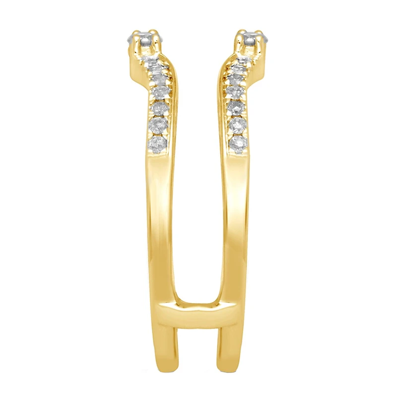 Womens 1/3 CT. T.W. Natural White Diamond 14K Gold Side Stone Ring Guard