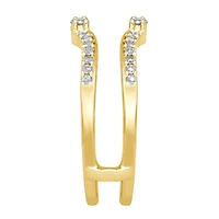 Womens 1/3 CT. T.W. Natural White Diamond 14K Gold Side Stone Ring Guard
