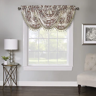Regal Home Regency Medallion Rod Pocket Waterfall Valance