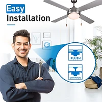 Commercial Cool 52” Modern Ceiling Fan With Lights Cools Up To 350 Sq Ft Featuring 3 Air Flow Speeds With Dual Chain