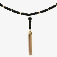 Mixit Gold Tone & Black Beaded Womens 30 Inch Y Necklace