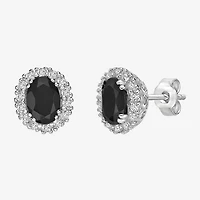Genuine Black Onyx Sterling Silver 10mm Oval Stud Earrings