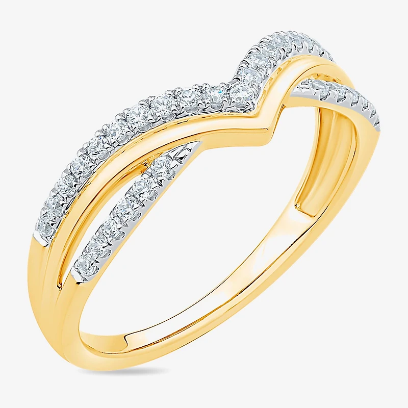 Womens 1/4 CT. T.W. Natural White Diamond 10K Gold Chevron Wedding Band