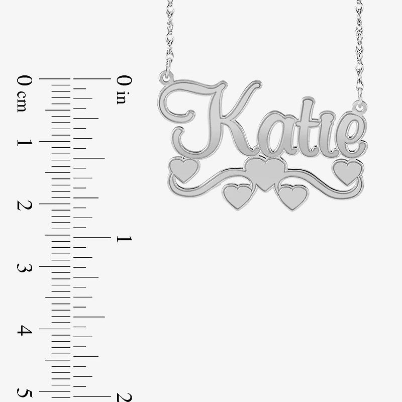 Personalized 14K Gold Over Sterling Silver Name Necklace with Hearts