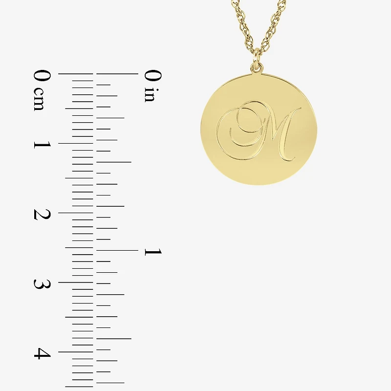 Personalized 14K Gold Over Sterling Silver Initial Disc Pendant Necklace