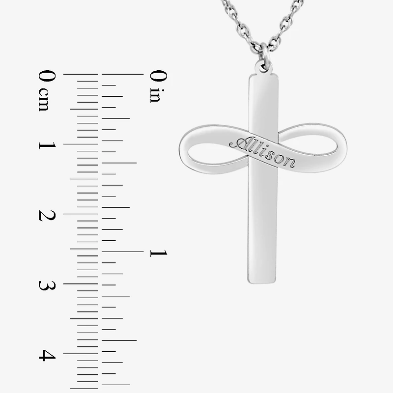 Personalized Womens 24K Gold Over Silver Cross Infinity Name Pendant Necklace