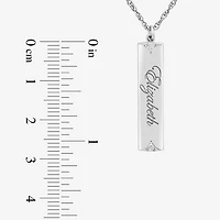 Personalized Name Womens Diamond Accent Natural White 10K Gold Bar 18 Inch Necklace