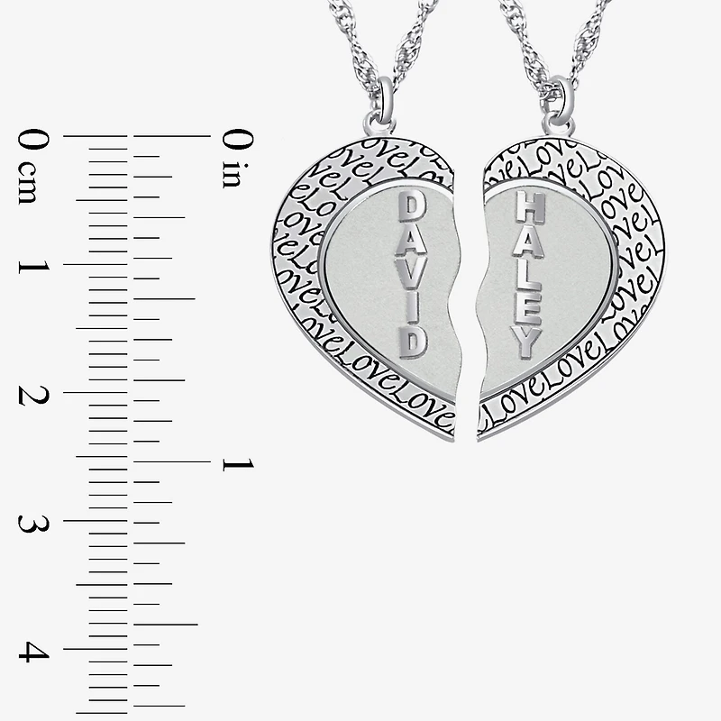 Personalized 14K Gold Over Silver Couple's Name Heart Pendant Necklaces