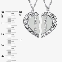 Personalized 14K Gold Over Silver Couple's Name Heart Pendant Necklaces