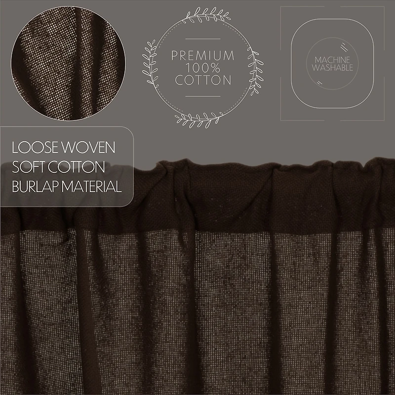 Chocolate Burlap Tailored Valance