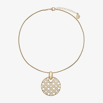 Liz Claiborne Filigree Womens Round 17 Inch Pendant Necklace