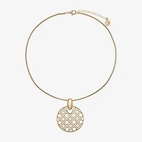 Liz Claiborne Filigree Womens Round 17 Inch Pendant Necklace