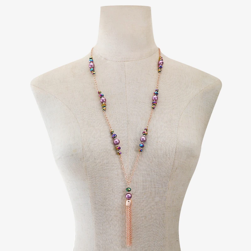 Liz Claiborne Tassel Womens Round 30 Inch Pendant Necklace