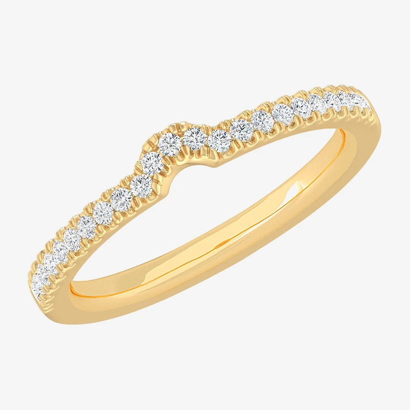 (G-H / Si1-Si2) Womens 1/7 CT. T.W. Lab Grown White Diamond 10K Gold Wedding Band