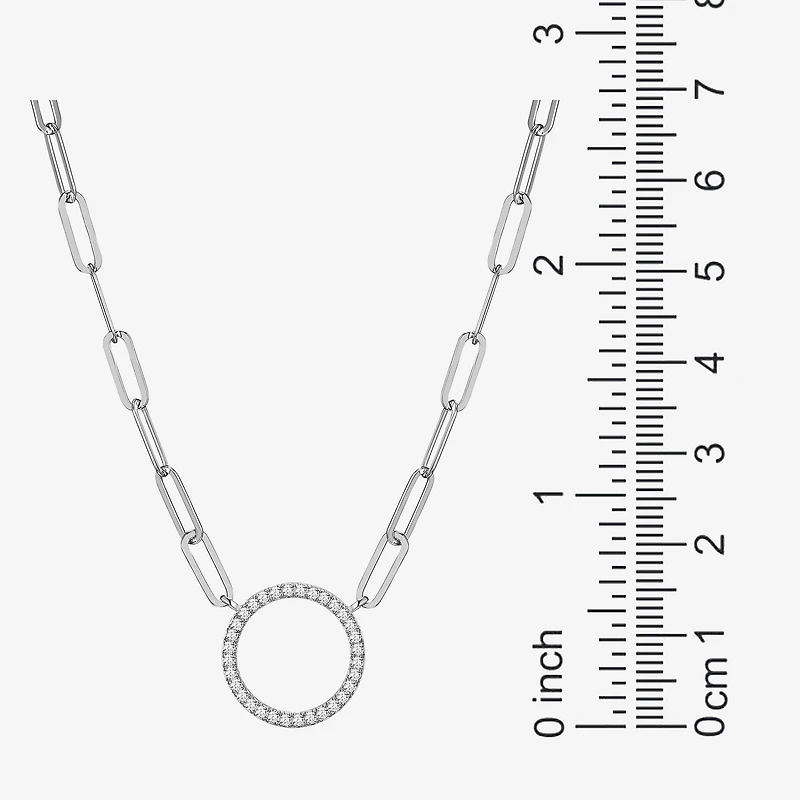 Paris 1901 By Charles Garnier Womens White Cubic Zirconia Sterling Silver Circle 18 Inch Pendant Necklace