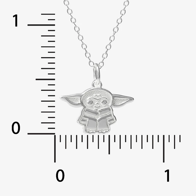 Disney Collection Made in Italy Grogu Girls Sterling Silver 15 Inch Pendant Necklace