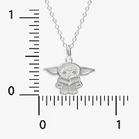 Disney Collection Made in Italy Grogu Girls Sterling Silver 15 Inch Pendant Necklace