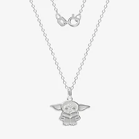 Disney Collection Made in Italy Grogu Girls Sterling Silver 15 Inch Pendant Necklace
