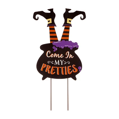 Glitzhome Halloween Wooden Witch Holiday Yard Art