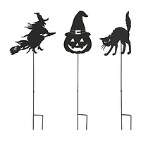 Glitzhome Set Of 3 Halloween Metal Holiday Yard Art