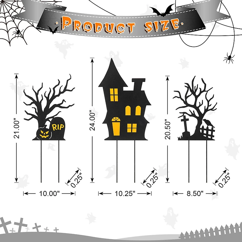 Glitzhome Set Of 3 Halloween Metal Holiday Yard Art