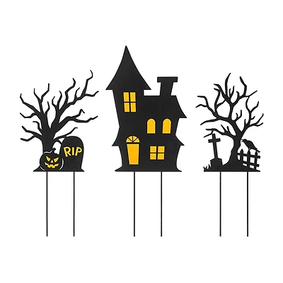 Glitzhome Set Of 3 Halloween Metal Holiday Yard Art